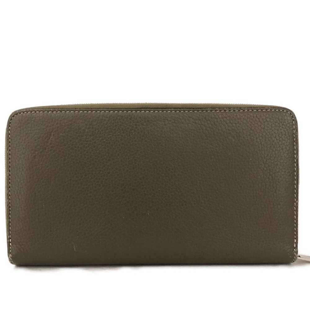 Authentic CELINE Logo Grey x Yellow Leather White Stitch Zip Around Long Wallet - Picture 4 of 8